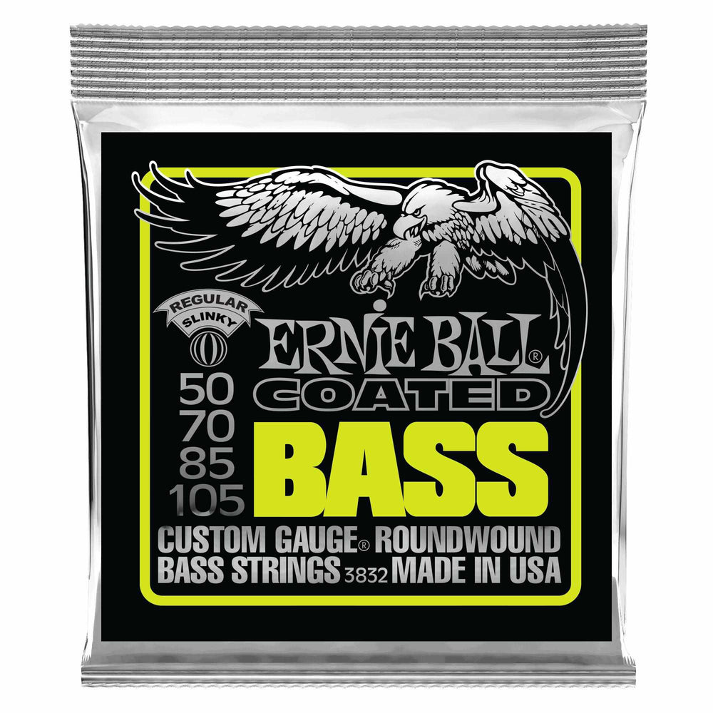 Ernie Ball Regular Slinky Coated Electric Bass Strings, 50-105 Gauge