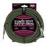 Ernie Ball 3 Meters Braided Straight / Angle Inst Cable, Black/Green