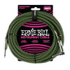 Ernie Ball 3 Meters Braided Straight / Angle Inst Cable, Black/Green