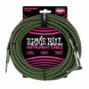 Ernie Ball 3 Meters Braided Straight / Angle Inst Cable, Black/Green