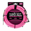 Ernie Ball 3 Meters Braided Straight / Angle Instrument Cable, Neon Pink