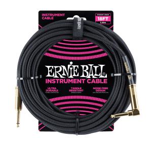 Ernie Ball 5.5 Meters Braided Straight / Angle Inst Cable, Black