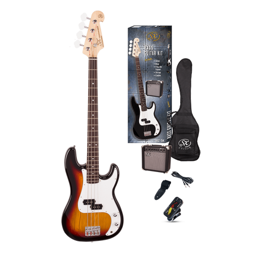 SX P Bass Kit Electric Bass Kit in Sunburst