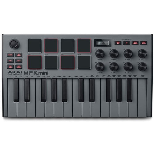 Akai MPK Mini mk3 Compact Keyboard & Pad Controller w/ Encoders & Software (Grey)