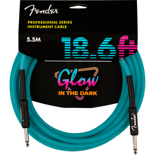 Fender Professional Glow in the Dark Cable, Blue, 18.6'