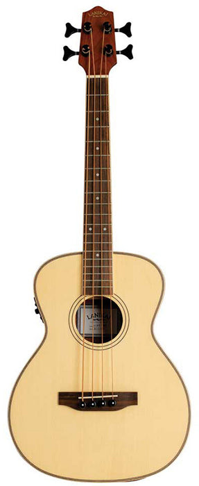 Lanikai Solid Spruce Top Series AC/EL Bass Ukulele in Natural Satin Finish