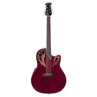 Ovation CE44-RR Celebrity Elite Acoustic Guitar Mid Depth in Ruby Red