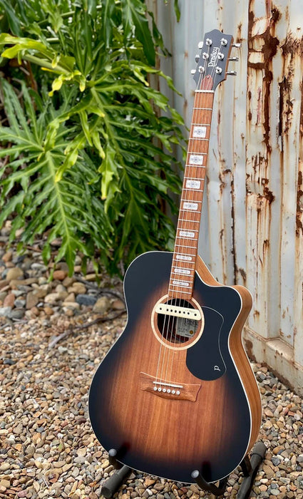 Pratley Ash Grunwald Signature OM Cutaway all Blackwood Vintage Burst