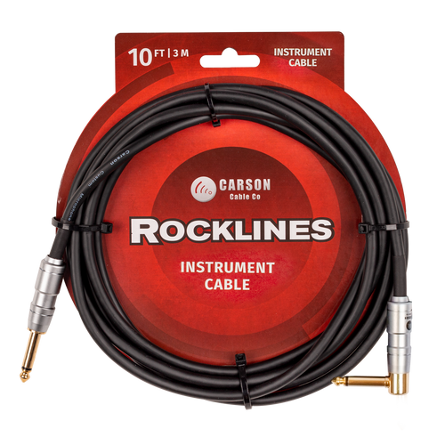 Carson Rocklines 10ft Straight to Right Angle Guitar/Instrument Cable ROK10SL