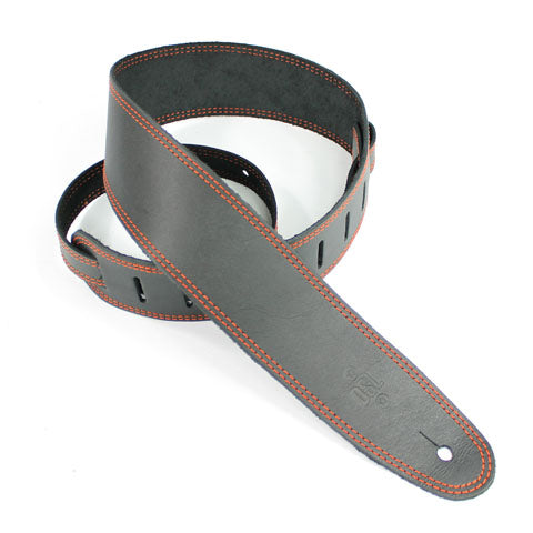 DSL 2.5" Single Ply Black/Orange Stitch Guitar Strap