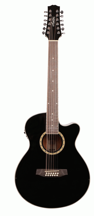 Ashton SL29/12CEQ Black 12 String Acoustic/Electric Guitar