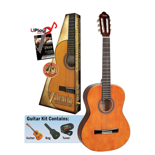 Valencia VC104K - 4/4 Size Classical Guitar Package - Gloss Natural