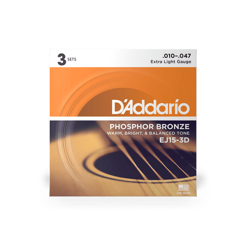D'addario EJ15 Phosphor Bronze 10-47 3 Pack