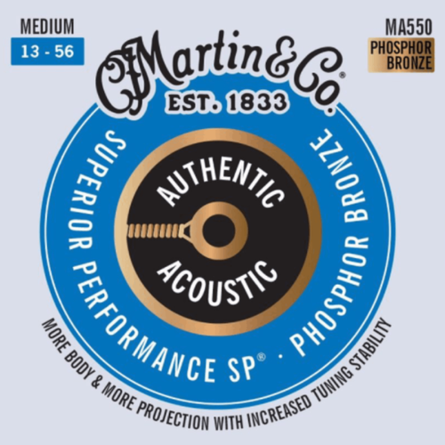 Martin Strings MA550 Authentic Acoustic SP 92/8 Phosphor Bronze Guitar String 13-56 Gauges