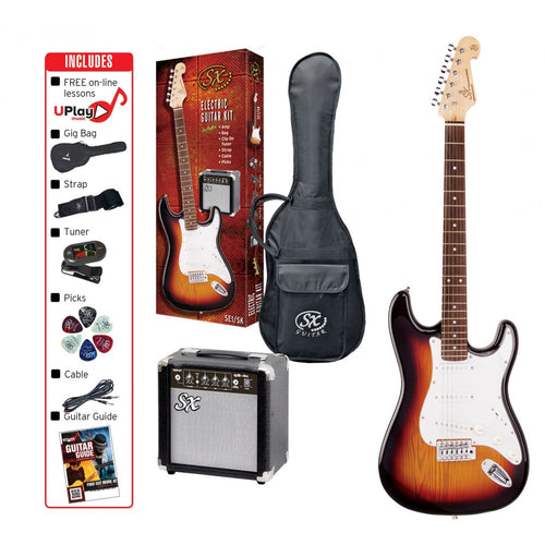SX 4/4 Size Electric Guitar Kit in Sunburst
