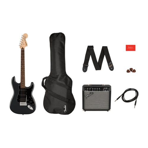 Squier Affinity Series Stratocaster Electric Guitar HSS Pack In Charcoal Frost Metallic