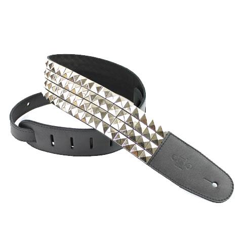 DSL Guitar Strap Leather 2.5" 33 Rows of 15mm Pyramids, DSL Straps, Haworth Music