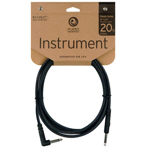 D'Addario Planet Waves - Classic Series Instrument Cable -20 Ft -Right Angle Plug