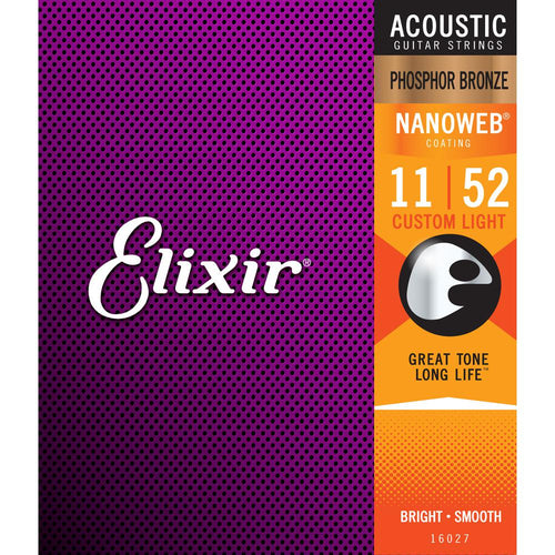 #16027: Acoustic Nano Phos Bronze Cust Lite 11-52, Elixir, Haworth Music