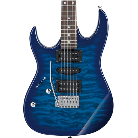 Ibanez GRX70QAL TBB Left Handed Electric Guitar In Transparent Blue