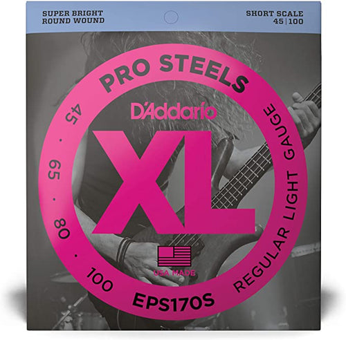 D'Addario EPS170S Prosteels Bass Guitar Strings, Light, 45-100, Short Scale