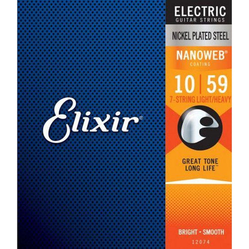 #12074: Elec Nanoweb 7 String Lite Heavy 10-59, Elixir, Haworth Music