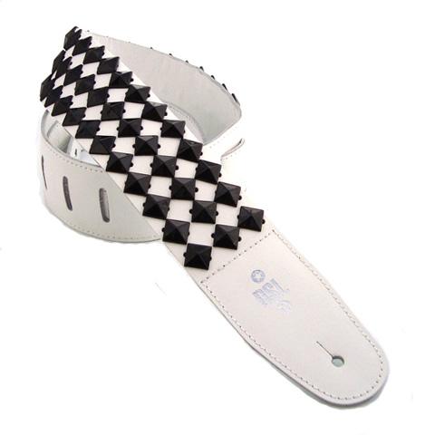 DSL Guitar Strap Leather 2.5" Black 24 Rows of 15mm Pyramids, DSL Straps, Haworth Music