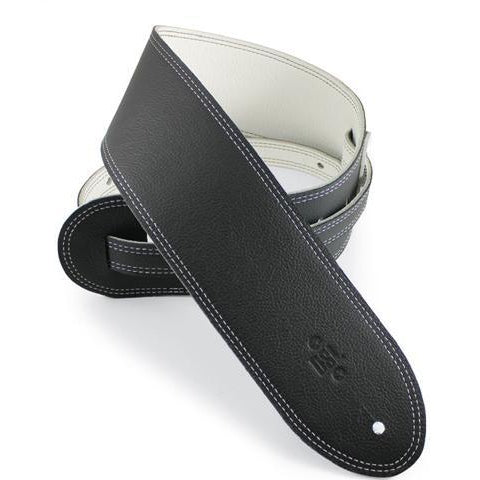 DSL Guitar Strap Leather 3.5" Reversible Straps Black/White DS, DSL Straps, Haworth Music
