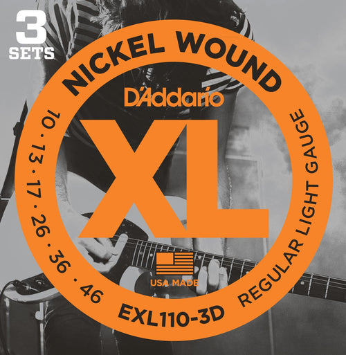 D'Addario EXL110-3D 3-Pack 10-46 Electric Strings