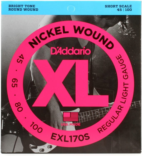 D'Addario EXL170S Nickel Wound Bass Guitar Strings - Light - 45-100 - Short Scale