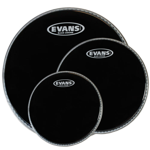 Evans Black Chrome Tompack, Fusion (10 inch, 12 inch, 14 inch), Evans, Haworth Music