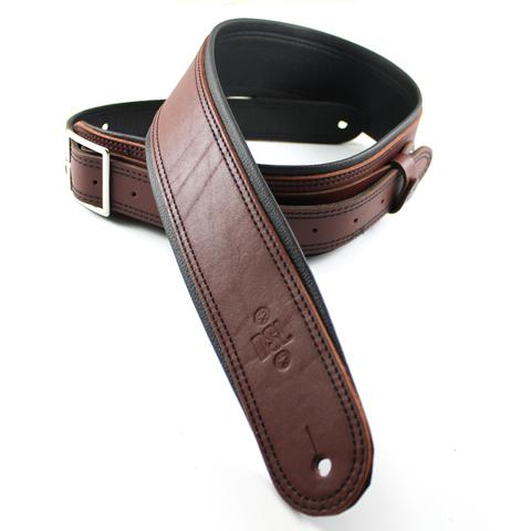 DSL Guitar Strap Leather 2.5" Maroon top/ black backing GEB25 Buckle, DSL Straps, Haworth Music