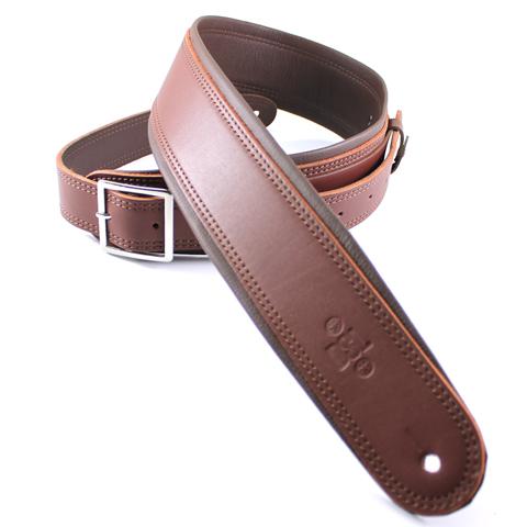 DSL Guitar Strap Leather 2.5" Maroon top/ brown backing GEB25 Buckle, DSL Straps, Haworth Music