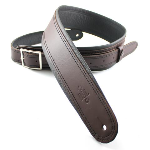 DSL Guitar Strap Leather 2.5" Brown top/black backing GEB25 Buckle, DSL Straps, Haworth Music