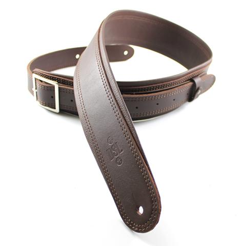 DSL Guitar Strap Leather 2.5" Brown top/brown backing GEB25 Buckle, DSL Straps, Haworth Music