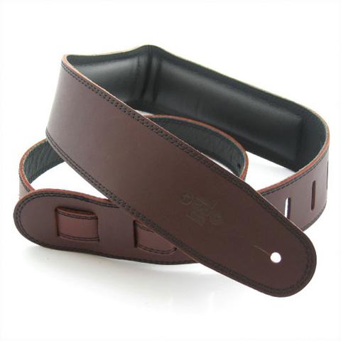 DSL Guitar Strap Leather 2.5" Brown/Black GEG25 Saddle Brown, DSL Straps, Haworth Music