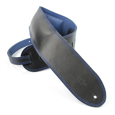 DSL Guitar Strap Leather 3.5" Black/Blue GEG35, DSL Straps, Haworth Music