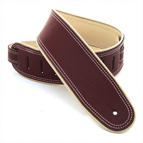 DSL Guitar Strap Leather 2.5" Brown/Beige GEP25 Maroon, DSL Straps, Haworth Music