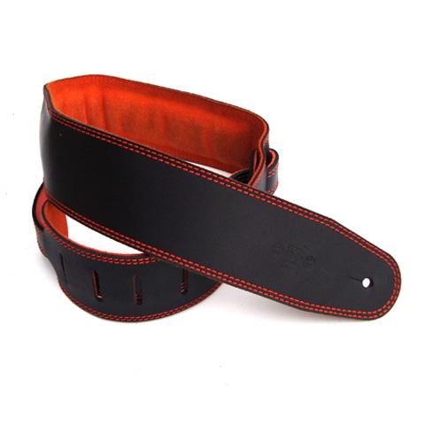 DSL Guitar Strap Leather 2.5" Orange suede backing GES25, DSL Straps, Haworth Music