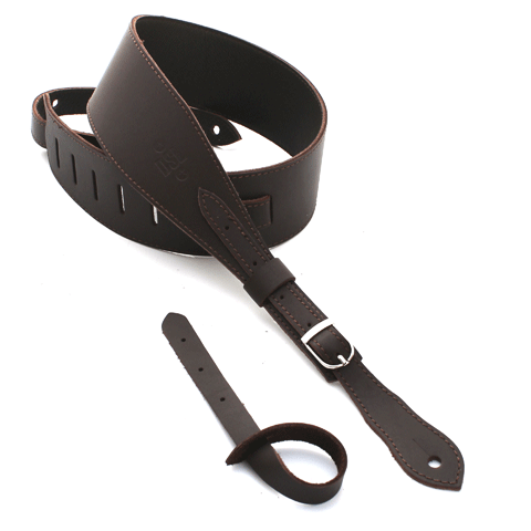 DSL Guitar Strap Leather 2.5" Brown top/brown backing GET25 Buckle, DSL Straps, Haworth Music