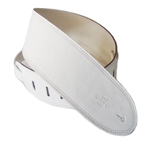 DSL Guitar Strap Leather 3.5" White Garment Leather backing GLG35, DSL Straps, Haworth Music