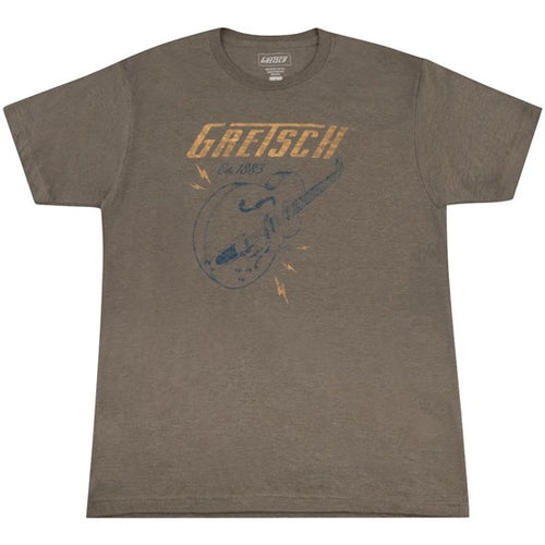 Gretsch Lightning Bolt T-Shirt - Large (Brown)