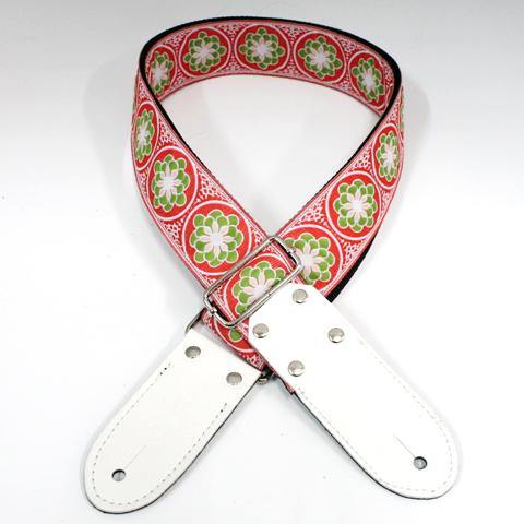 DSL Guitar Strap Jacquard Weave Flower Green JAC20, DSL Straps, Haworth Music