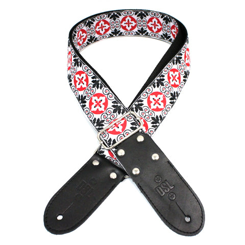 DSL Guitar Strap Jacquard Weaving NOD-RED, DSL Straps, Haworth Music
