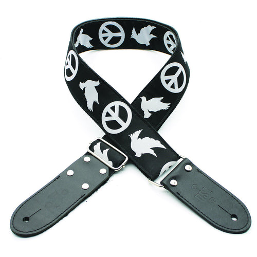 DSL Guitar Strap Jacquard Weave PEACE BLACK JAC20, DSL Straps, Haworth Music