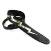 DSL Guitar Strap Leather 2.5" Gold lightening bolt, DSL Straps, Haworth Music