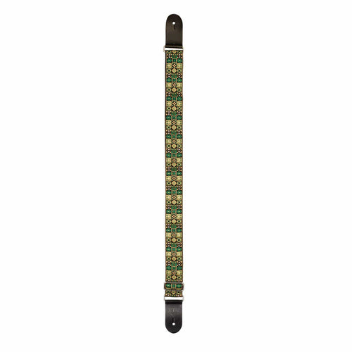 Xtr Woven poly cotton strap - green pattern, Xtr, Haworth Music