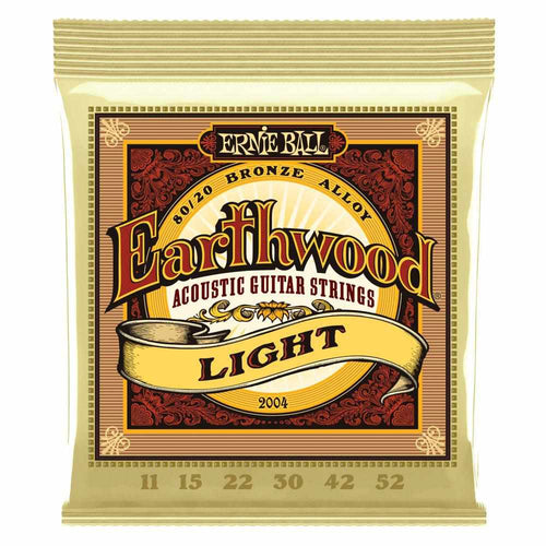 Ernie Ball Earthwood Light 80/20 Bronze Acoustic Guitar Strings, 11-52 Gauge