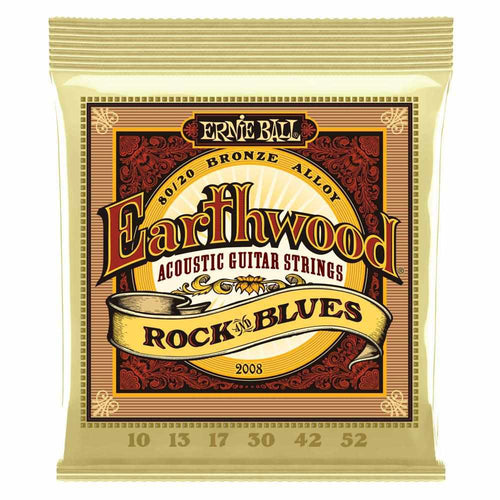 Ernie Ball Earthwood Rock and Blues with Plain G 80/20 Bronze Acoustic Guitar String, 10-52 Gauge