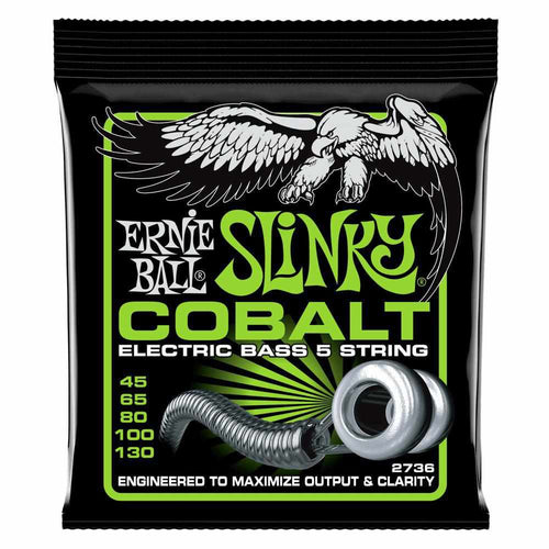 Ernie Ball Bass 5 Slinky Cobalt Electric Bass Strings, 45-130 Gauge